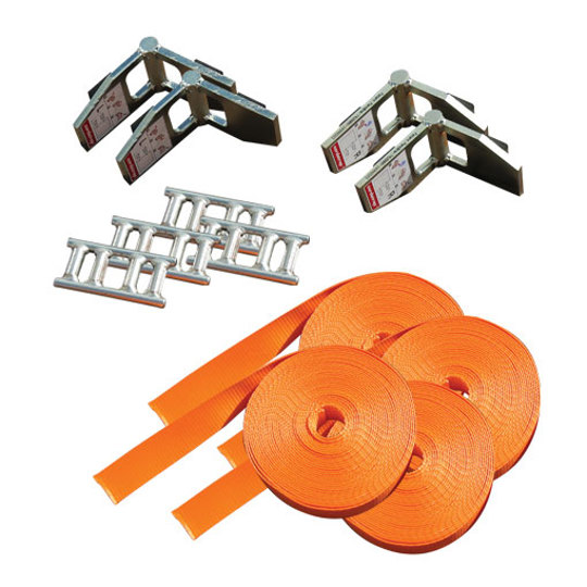 Container lashing of 80 drums using CornerLash requires 4 corner elements, 4 buckles and 4 lashings.